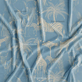 Powder Blue Animal Digital Printed Fabric Wholesaler